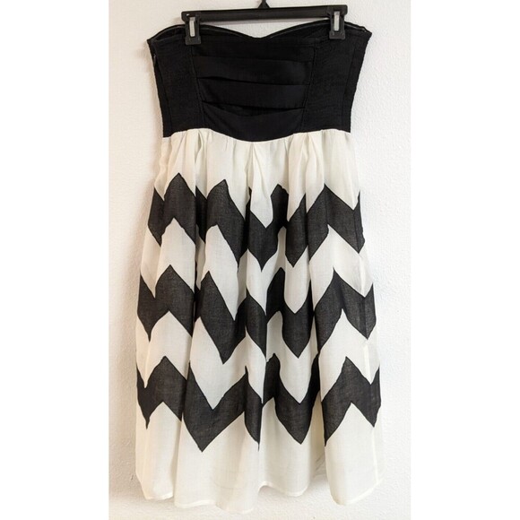 Anthropologie Leifnotes Black/White "Cherie" Chevron Strapless Party Dress SZ 10 - Picture 4 of 11